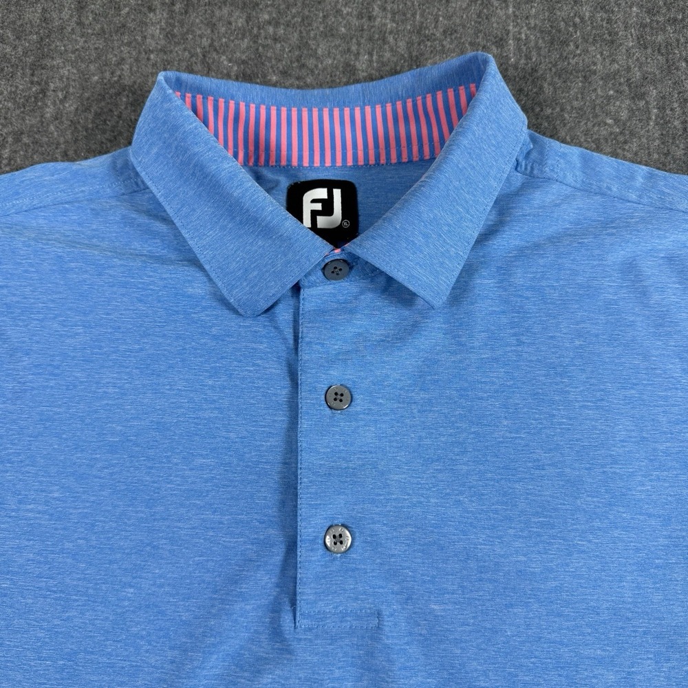 FootJoy FJ Men's XL Blue Heather Performance Golf Polo Shirt Stretch